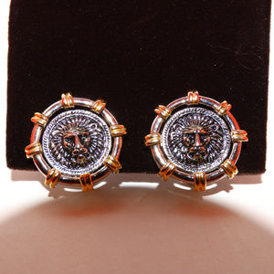 Anne Klein Lions Head Clip on Earrings